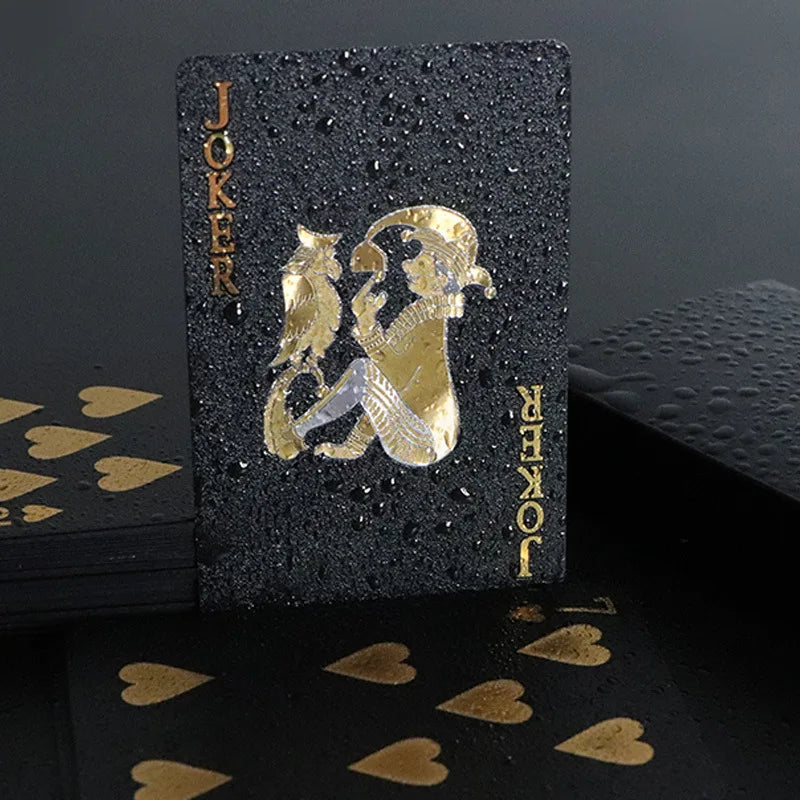 Black & Gold Waterproof Playing Cards | Luxury Poker Deck for Magic Tricks, Board Games, and Gifts