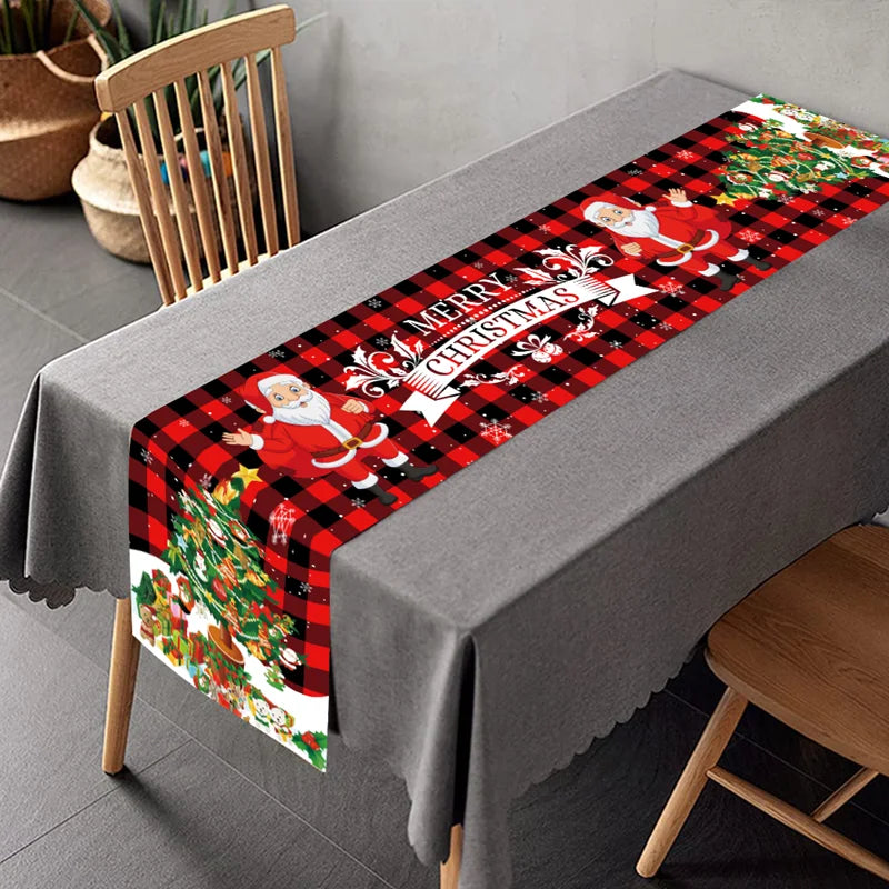 Christmas Table Runner - Merry Christmas Home Decoration Tablecloth Cover for Xmas, New Year Party, and Gifts 2024