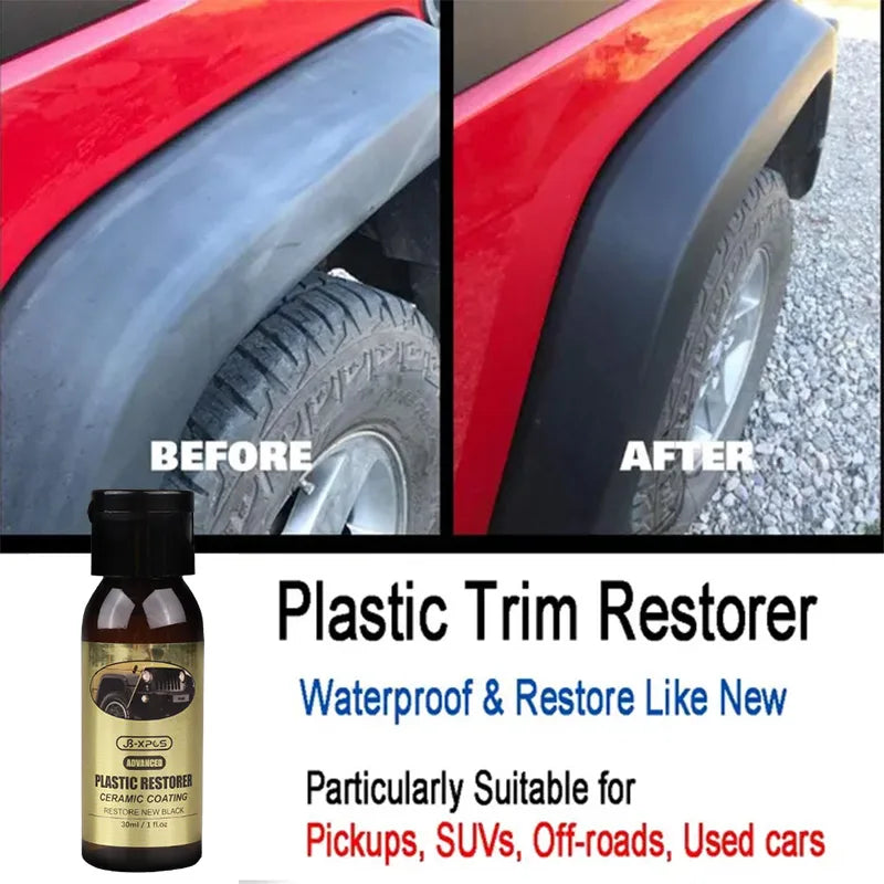 HGKJ Car Plastic Restorer with Ceramic Coating - 2-3 Years Protection for Plastic Trim & Rubber, Restores Black Shine, Prevents Whitening