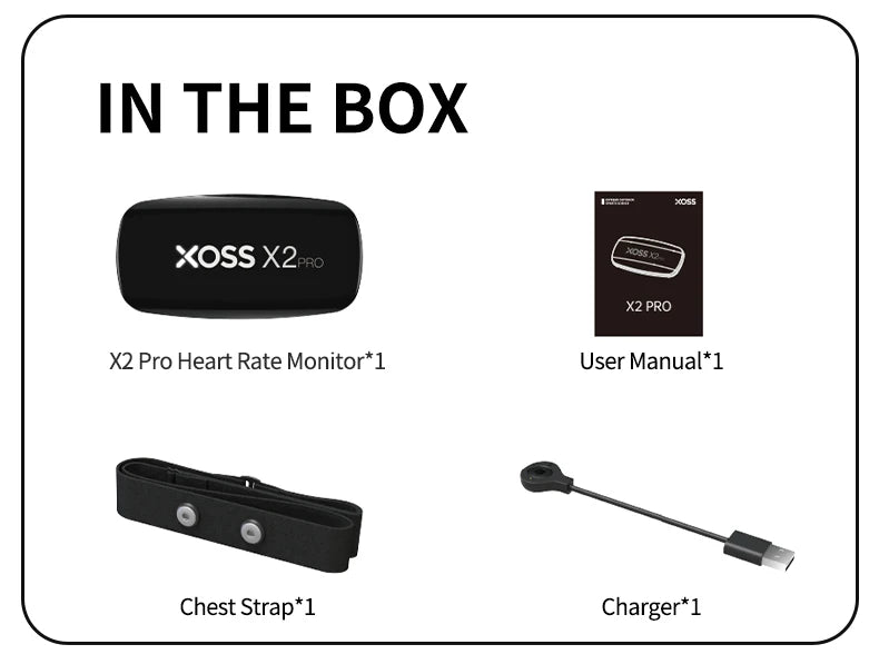 XOSS X2 Pro Heart Rate Monitor Sensor – Rechargeable with Data Storage for Swimming, Running, Cycling, and Fitness