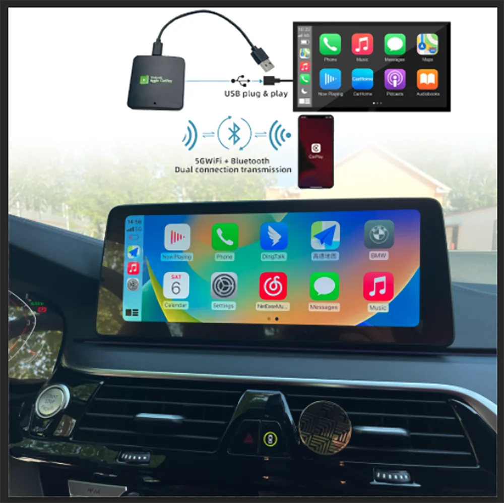 Wireless Free Wire CarPlay Adapter Dongle Fit Apple iOS Car Cavigation Player US