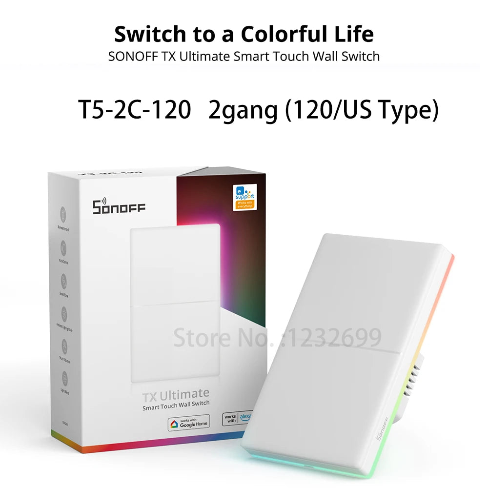 SONOFF T5 Smart WiFi Touch Wall Switch Timer Scene with LED Light eWeLink APP Automation Remote Control Alexa Google Home Alice