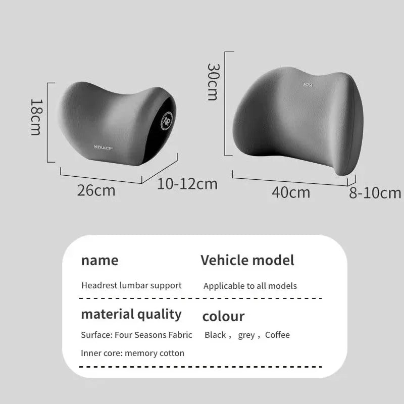 Memory Foam Car Neck Pillow and Lumbar Support Cushion - Ergonomic Headrest and Backrest for Comfortable Driving