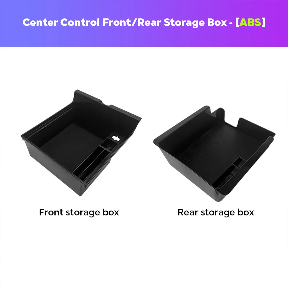 TESY Hidden Storage Box for Tesla Model Y | Flocked Center Console Organizer with Sliding Layers for Front & Rear Armrest