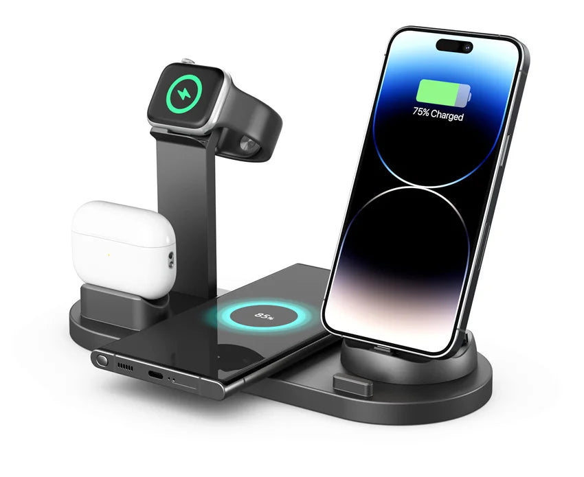 VIKEFON 30W 7-in-1 Wireless Charging Station – Fast Charger Stand for iPhone 14, 13, 12 Pro Max, Apple Watch, AirPods Pro, iWatch 8, 7