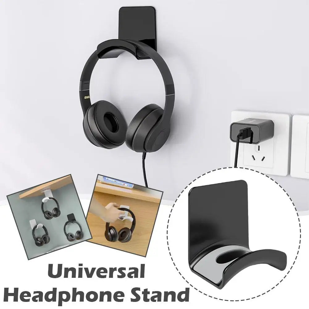 BUDI Universal Headphone Stand – Adhesive Wall Mount & Under-Desk Headset Holder for Gaming Earphones and Headsets