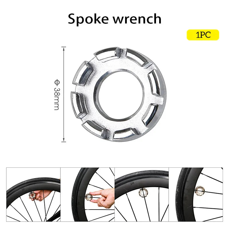 Bicycle Spoke Wrench Tool - Durable Steel Spoke Key for MTB & Road Bike Wheel Maintenance