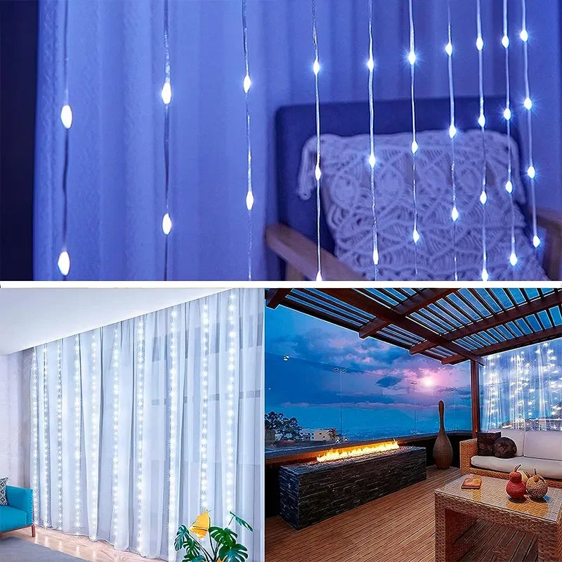 3M LED Curtain String Lights - USB Fairy Garland Lamp with 8 Modes for Home, Garden, Christmas 2024, Party, New Year, and Wedding Decoration