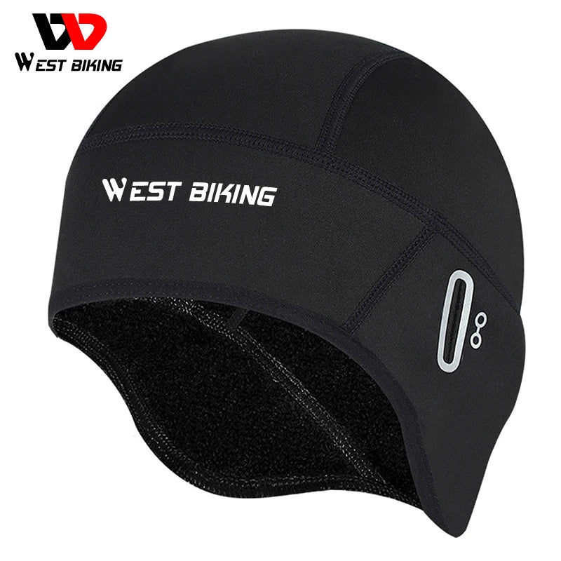 WEST BIKING Winter Fleece Cycling Cap - Windproof Thermal Helmet Liner for Cycling, Running & Outdoor Sports