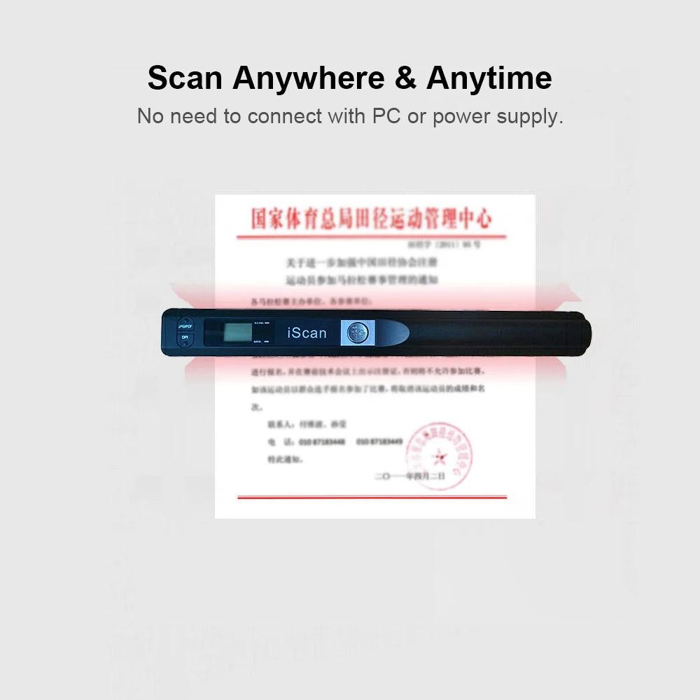 Arealer iScan Portable Handheld CMOS Document Scanner – A4 Book Scanner, 300/600/900 DPI, JPG & PDF Format