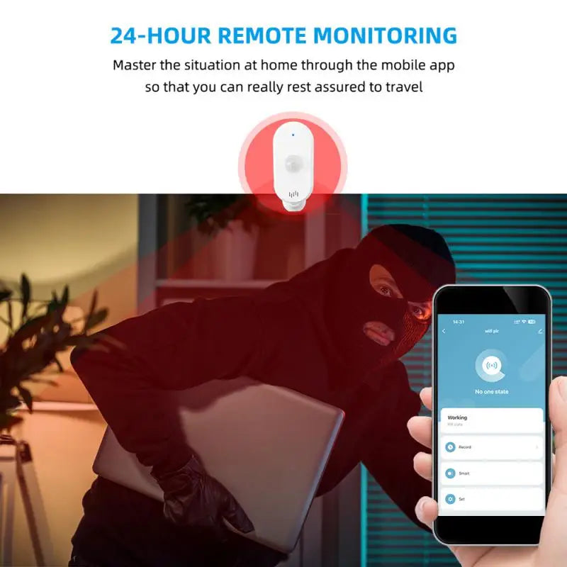 Tuya WIFI PIR Motion Sensor Detector Movement Alarm Smart Life APP Wireless Home Automation System Work With Alexa Routine Set