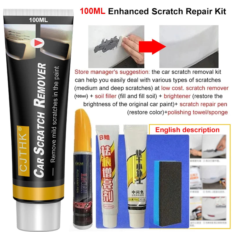 Car Scratch Remover and Polishing Paste with Sponge - Paint Repair for Smooth and Shiny Car Body