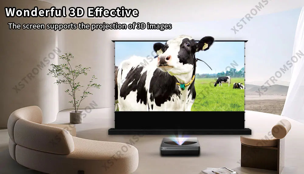 120 inch Laser TV ALR Projector Screen Motorized Floor Rising PET Crystal UST ALR Projection Screen For 4K Ultra Short Projector