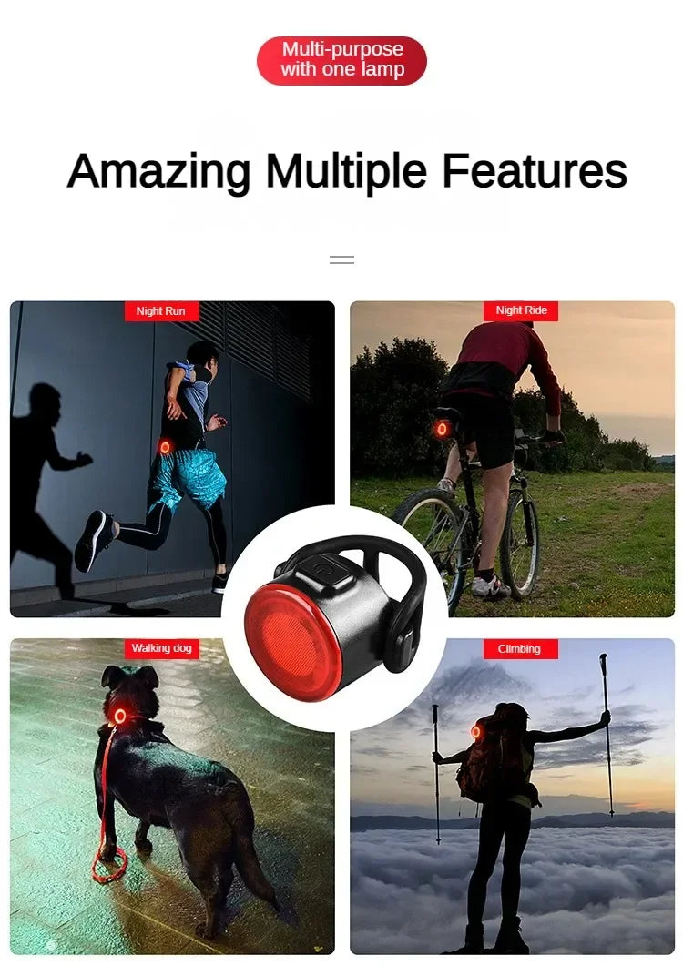 Waterproof LED Bicycle Taillight - Battery-Powered Rear Warning Light for MTB & Road Cycling