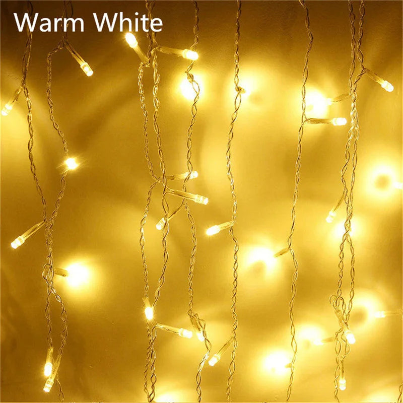 5M LED Waterfall Curtain String Lights - Outdoor Christmas Decoration for Christsmas 2024, Garden, Party, and Eaves (0.4-0.6m Droop)