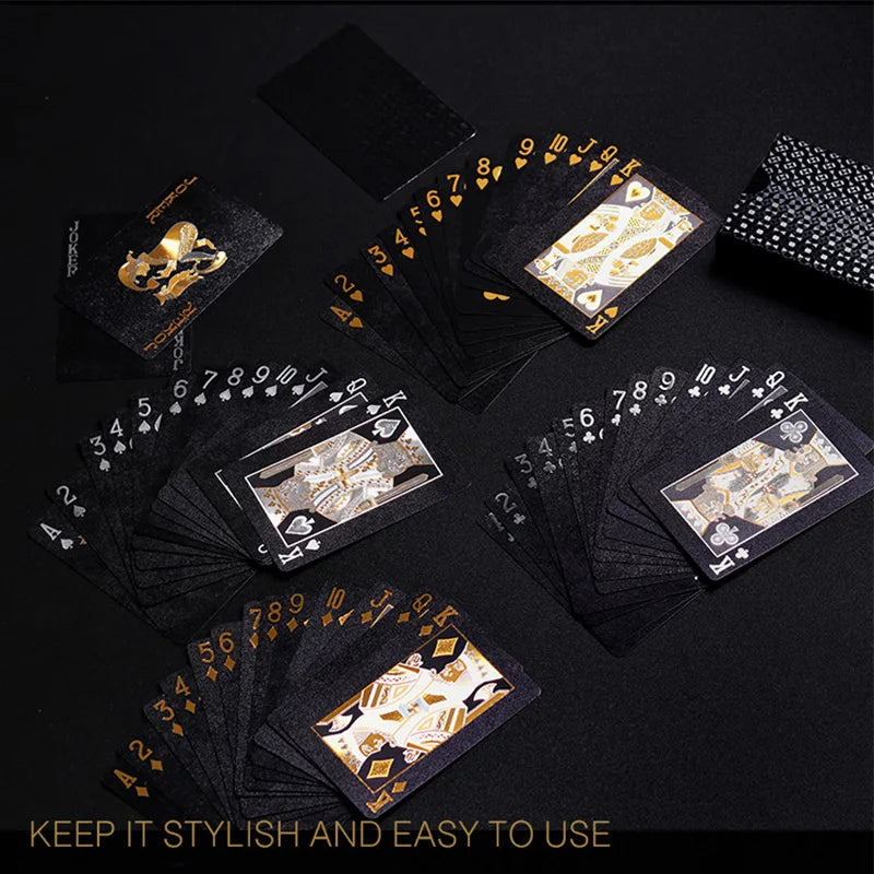 Black & Gold Waterproof Playing Cards | Luxury Poker Deck for Magic Tricks, Board Games, and Gifts