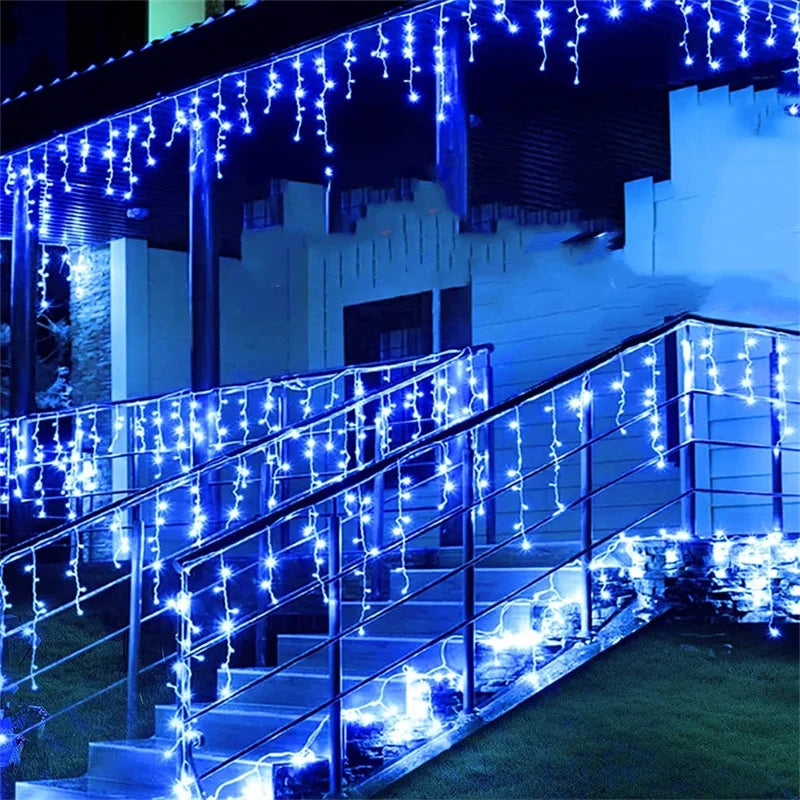 5M LED Waterfall Curtain String Lights - Outdoor Christmas Decoration for Christsmas 2024, Garden, Party, and Eaves (0.4-0.6m Droop)