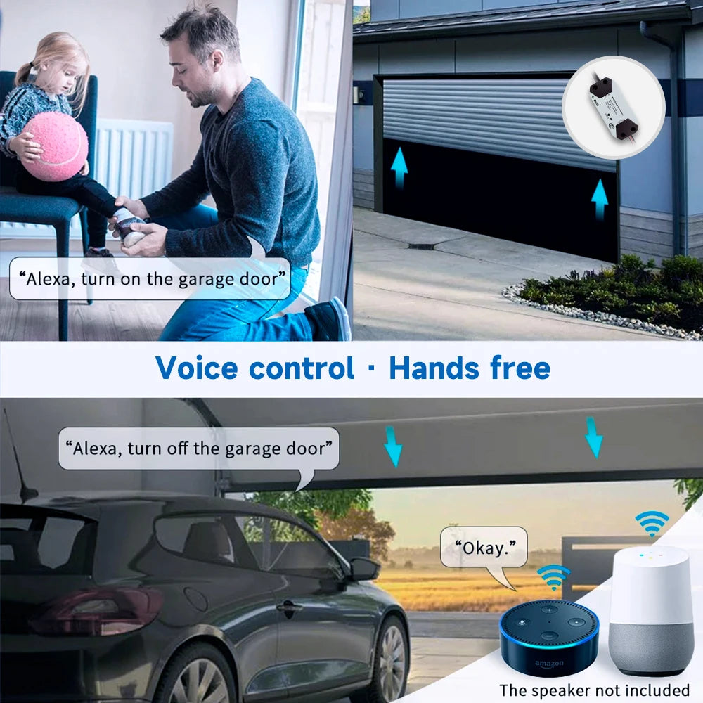 Tuya Smart WiFi Garage Door Opener – Automatic Controller with Voice Control, App Remote, Compatible with Alexa & Google Home