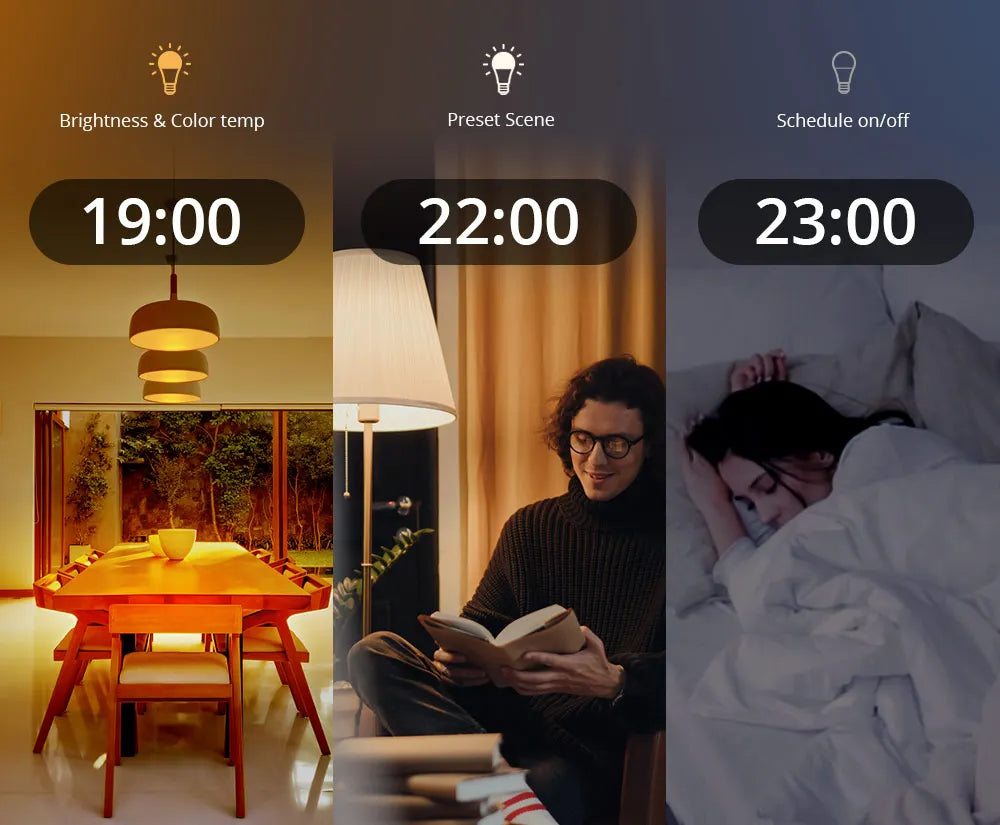 SONOFF Smart LED Bulbs (B02-B-A60/B05-BL-A60) – 9W dimmable Wi-Fi bulbs with eWeLink app control; works with Alexa and Google Home.