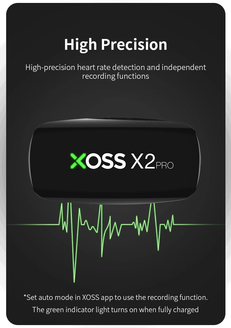 XOSS X2 Pro Heart Rate Monitor Sensor – Rechargeable with Data Storage for Swimming, Running, Cycling, and Fitness