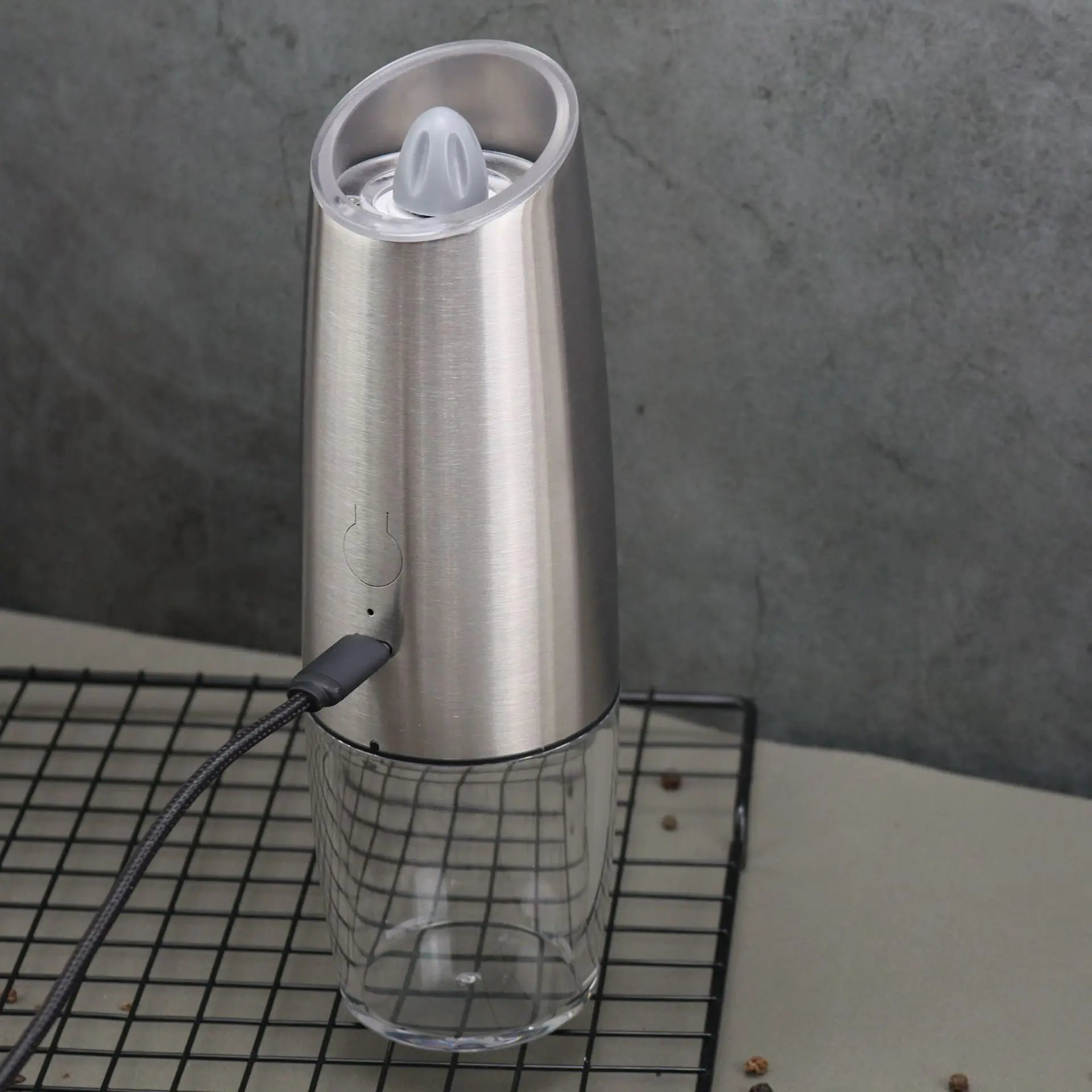2PCElectric Pepper Grinder Salt And Pepper Grinder USB Rechargeable Adjustable Coarseness Spice Mill With LED Light Kitchen Tool