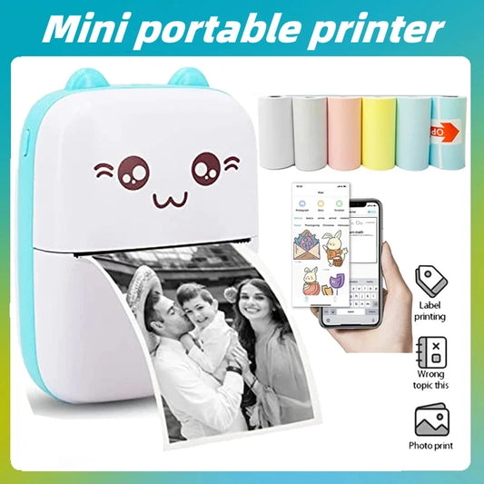 Mini Cat Portable Thermal Printer - Wireless Bluetooth Photo & Label Printer for Android and iOS (58mm)