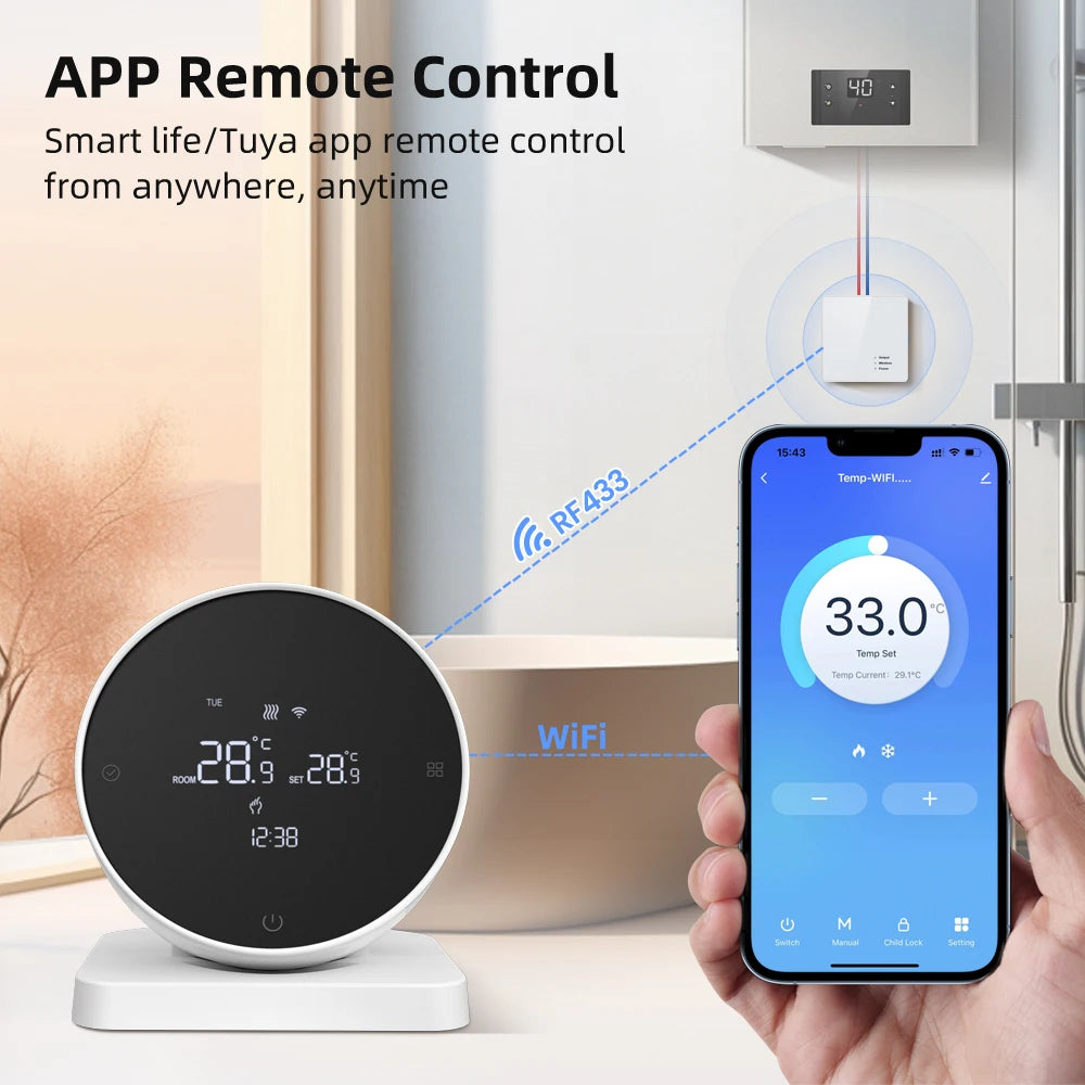 AVATTO Tuya WiFi Smart Thermostat，RF Wireless Receiver Temperature Controller ，For Water Gas Boiler Support Alexa Google Home