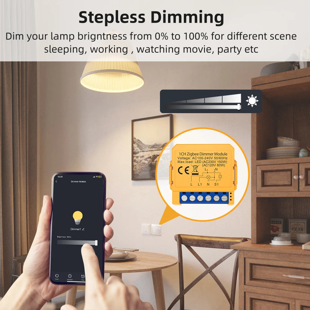 AVATTO Tuya WiFi/ZigBee Smart Dimmer Switch Module 1/2 Gang Dimmer Light Switch Module APP Remote Control For Alexa Google Home
