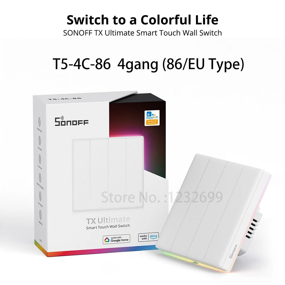 SONOFF T5 Smart WiFi Touch Wall Switch Timer Scene with LED Light eWeLink APP Automation Remote Control Alexa Google Home Alice