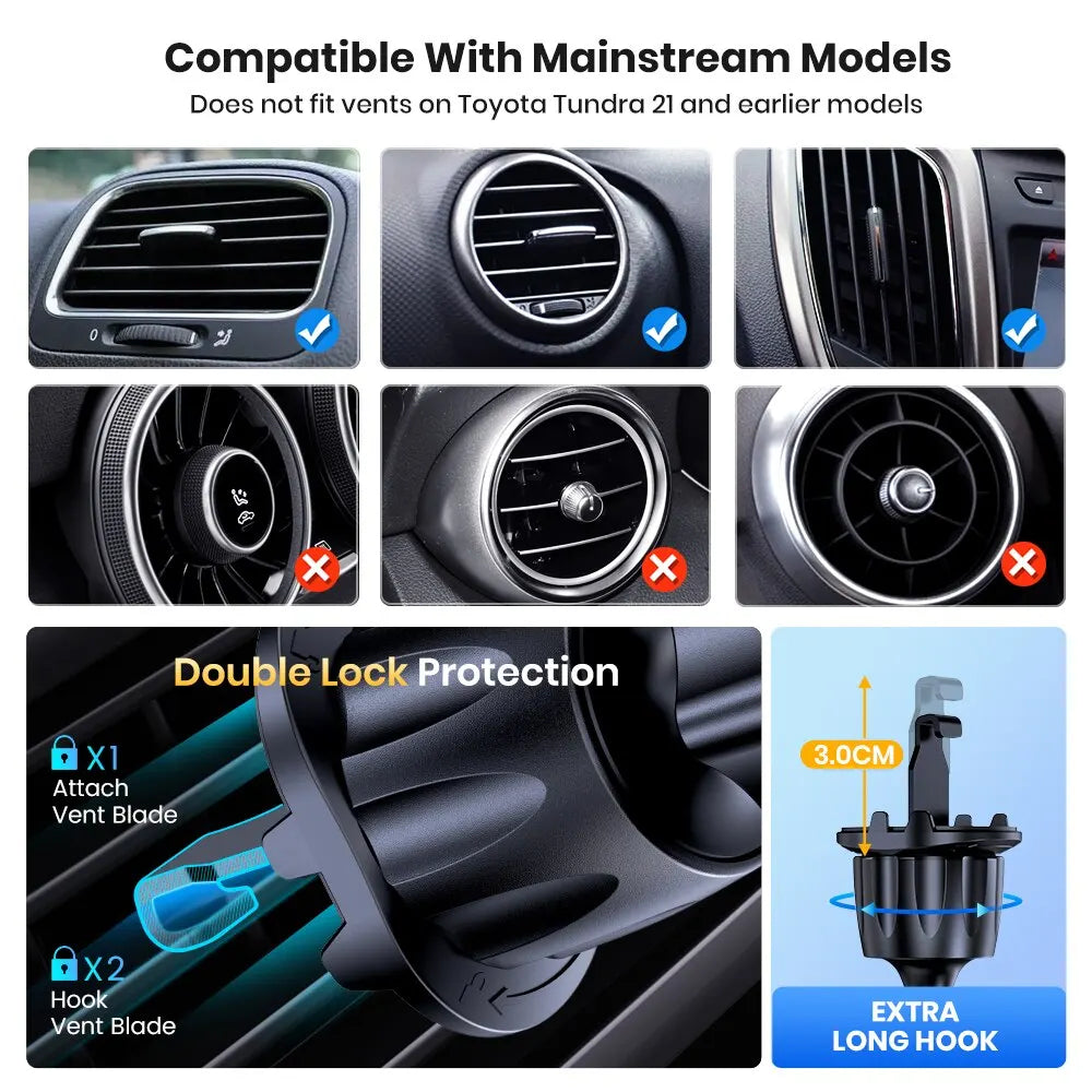 TOPK 2023 Auto-Locking Car Phone Holder Mount | Universal Air Vent Phone Holder with Hook Clip for iPhone, Samsung & Smartphones