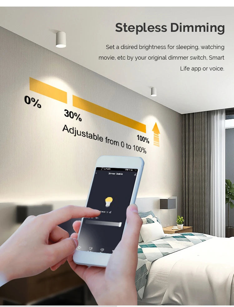 DIY  Wifi Smart Dimmer Switch Module Tuya/Smartlife APP Remote Control Two Way Compatible with Alexa Google Home Voice Control