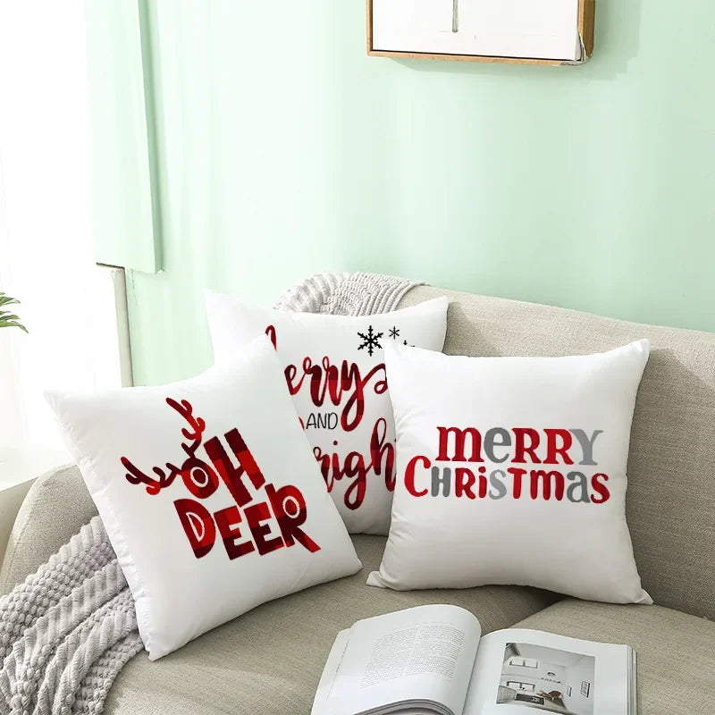 45cm Christmas Cushion Cover - Festive Pillowcase for Home Decor, Xmas, New Year, and 2024 Holiday Decorations