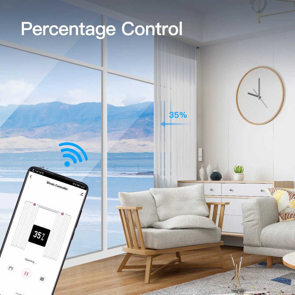 Tuya WiFi Smart Motor for Electric Roller Blinds & Shades - RF Remote Kit, Smart Life App Control, Compatible with Alexa/Google Home