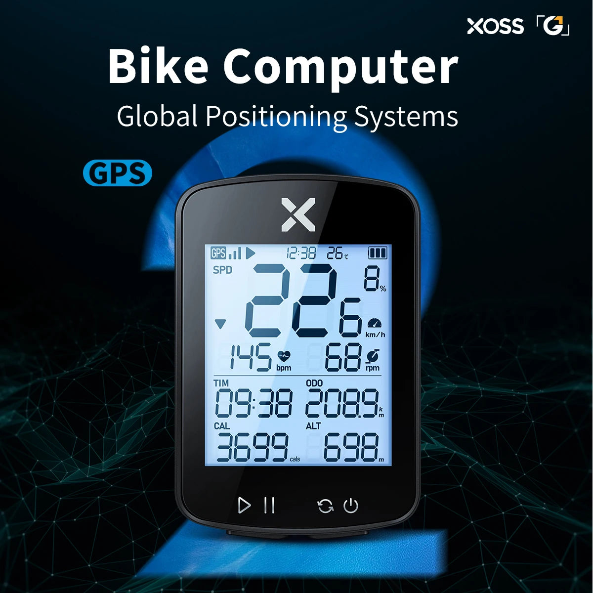 Xoss G+ G2 GPS Bike Computer, Wireless Cycling Speedometer & Odometer with ANT+ for Road & MTB