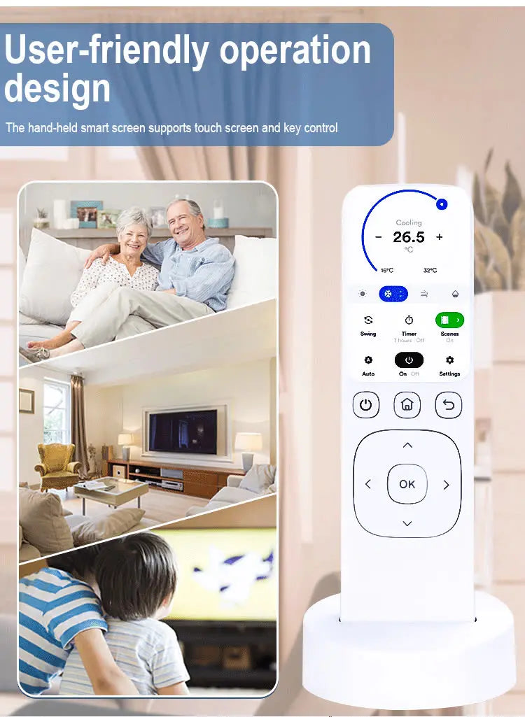 Tuya Wifi Smart Remote Control with Hd Touch Screen Charging Base Smart Devices Plastic White Universal Linux TFT Bar No Camera