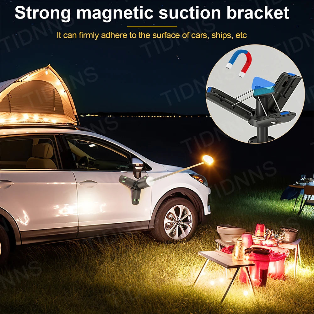 Telescopic Camping Lantern - Rechargeable Dimmable Fishing Light with 10000mAh Battery, Night Atmosphere and Emergency Power Failure Light