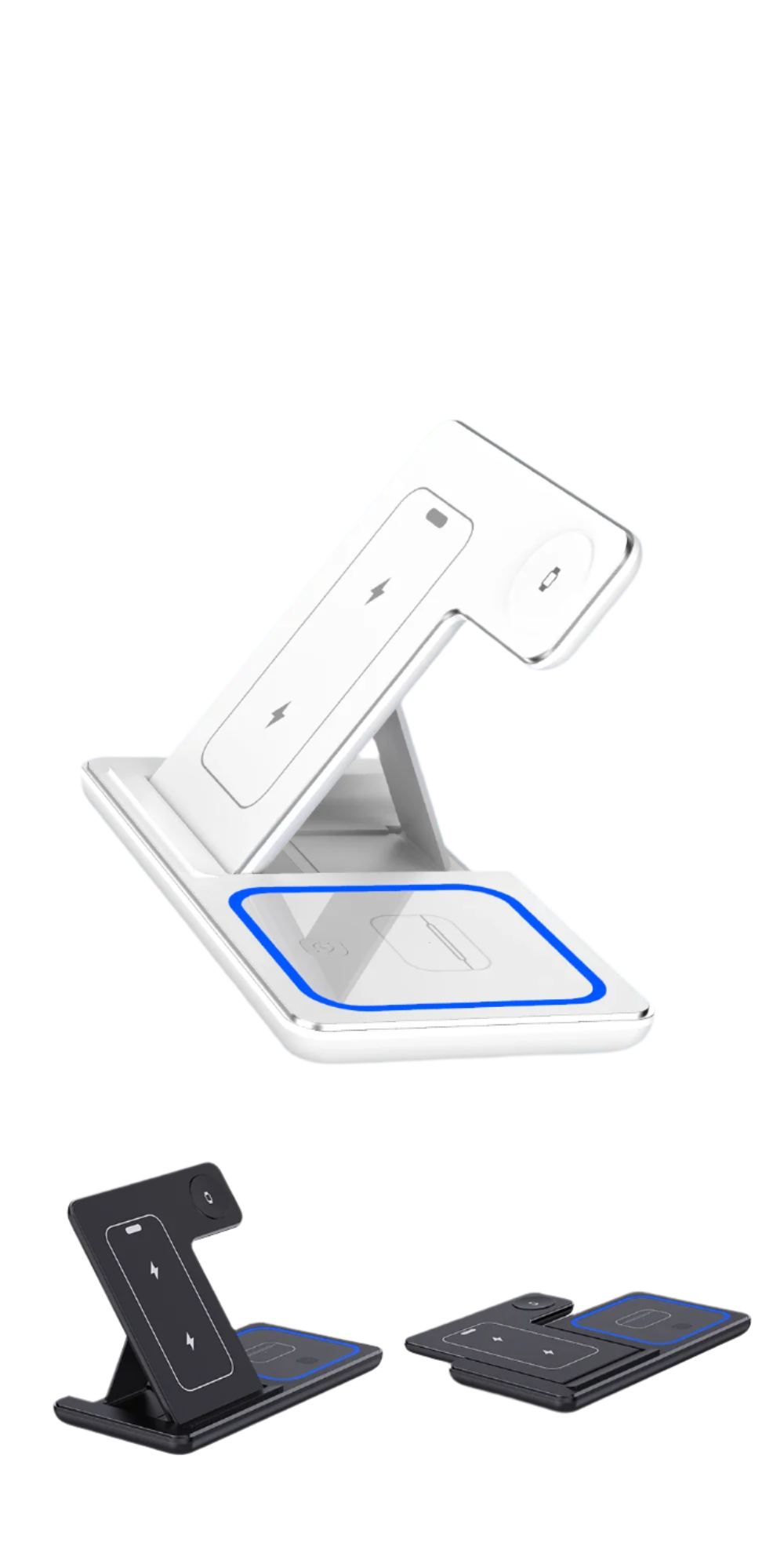 VIKEFON 30W 3-in-1 Fast Wireless Charging Station – Foldable Stand for iPhone 15/14/13/12/11, Apple Watch 9/8/7/6/5, and AirPods Pro