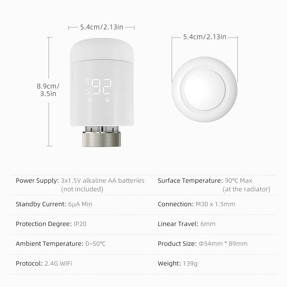 AVATTO Tuya 1-6PCS Wifi TRV Radiator Actuator Valve Thermostatic Radiator Valve Temperature Controller Support Alexa Google Home