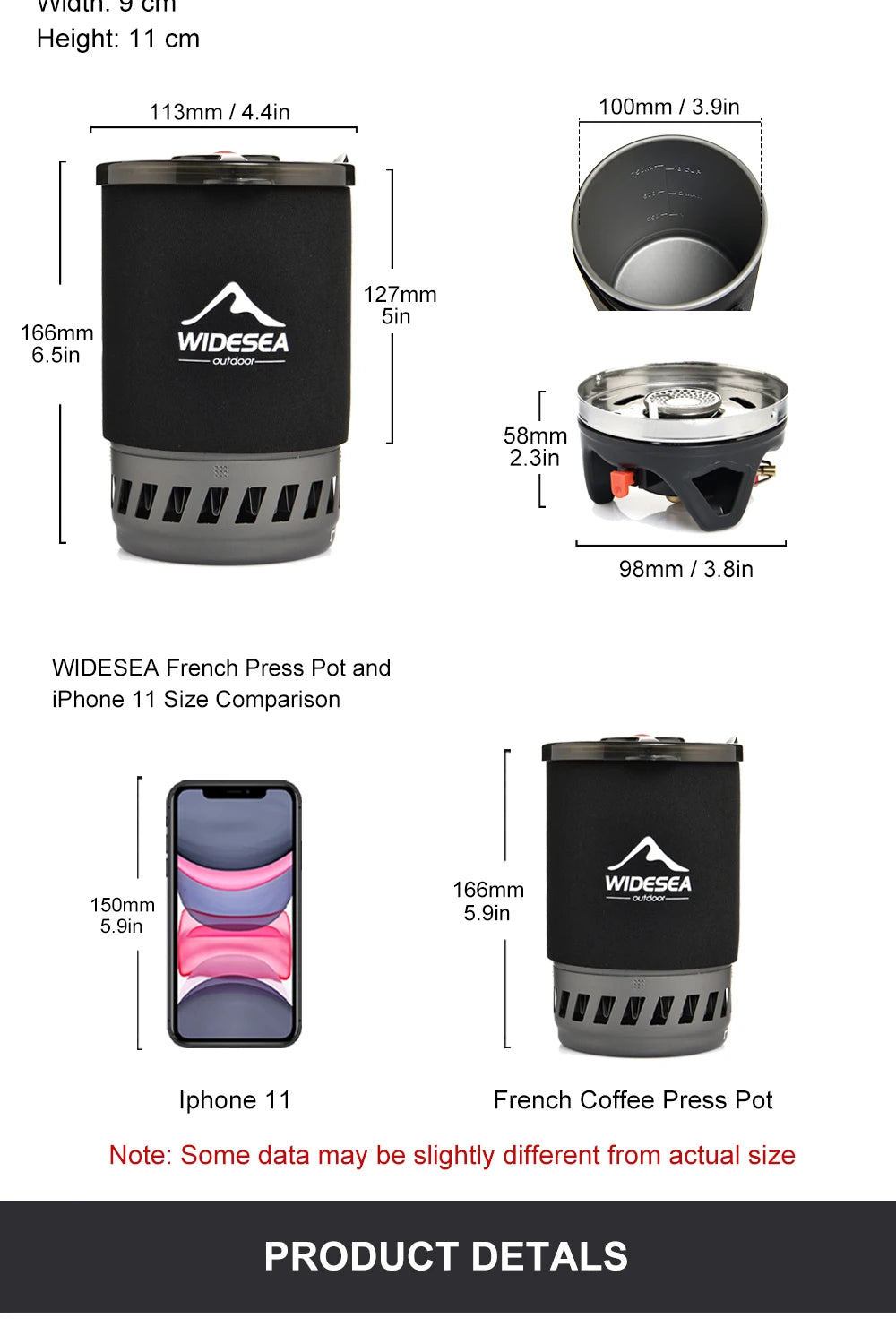 Widesea Portable Camping Cooking System with Heat Exchanger - Outdoor Gas Stove Burner, Coffee Pot, Cup, and Cookware Set