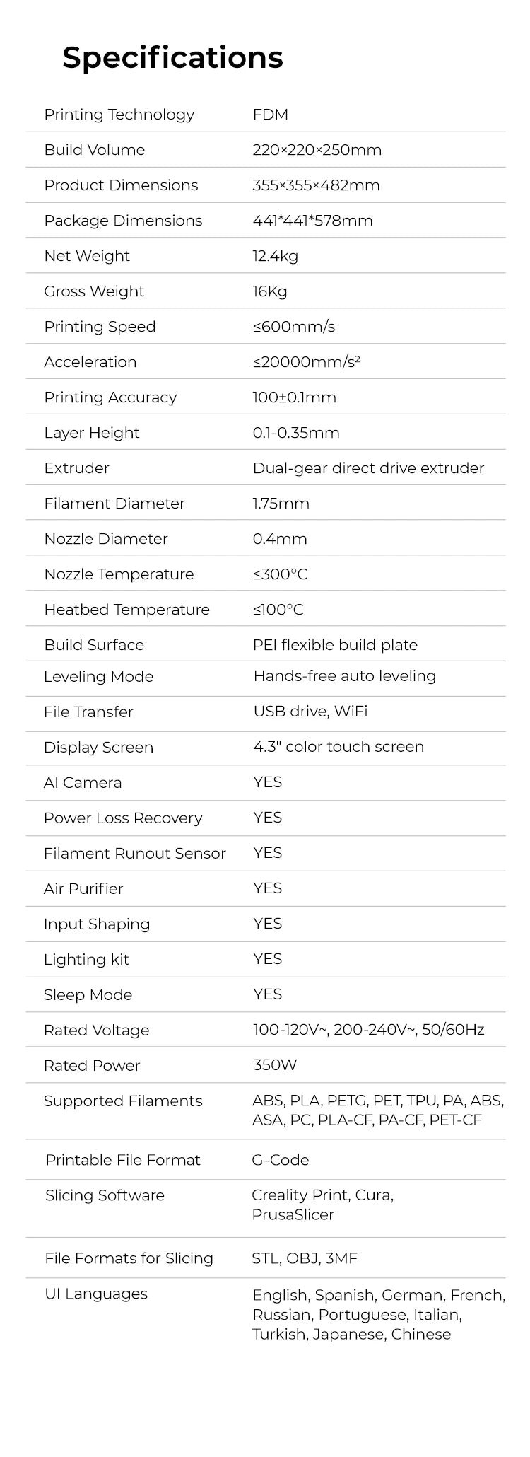 Creality K1C 3D Printer 600mm/s Auto Leveling Robust Direct Extruder Tri-High Speed Printing Upgrade K1 with AI Camera Printer