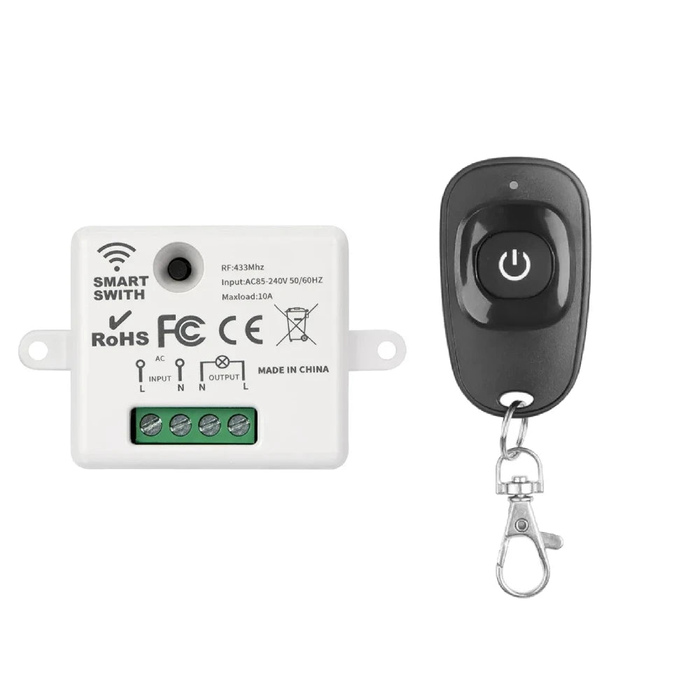 433Mhz Universal Wireless Remote Control Switch 110V 220V 10A Relay Mini Receiver Remote Control For Home Led Light Lamp