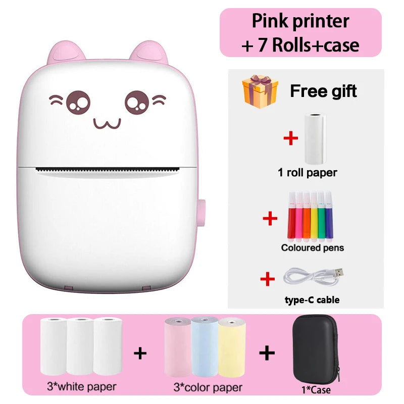 Yixinsci Mini Cat Thermal Printer Wireless BT 200dpi