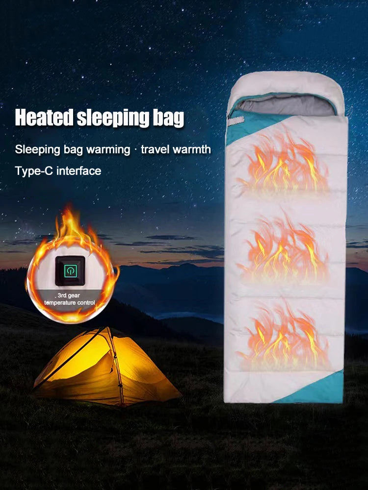 APWIKOGER Winter Electric Heated Sleeping Bag - 3-Level Temperature Control Warm Envelope Pad for Camping, Ultralight and Portable