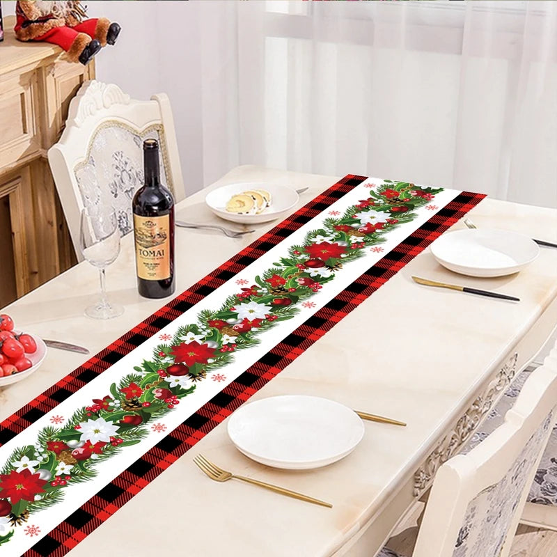 Christmas Table Runner - Merry Christmas Home Decoration Tablecloth Cover for Xmas, New Year Party, and Gifts 2024