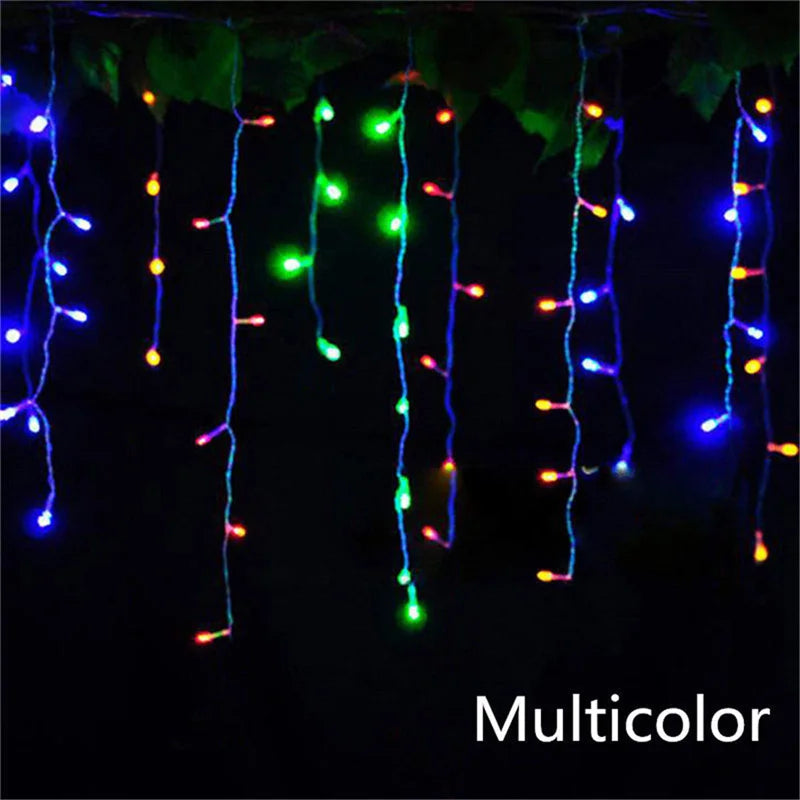 5M LED Waterfall Curtain String Lights - Outdoor Christmas Decoration for Christsmas 2024, Garden, Party, and Eaves (0.4-0.6m Droop)