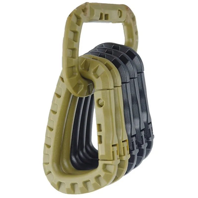 4Pcs Tactical Carabiner Set - Plastic Steel Grimlock Quick Hook Keychain for Webbing, Backpack, and Outdoor Use