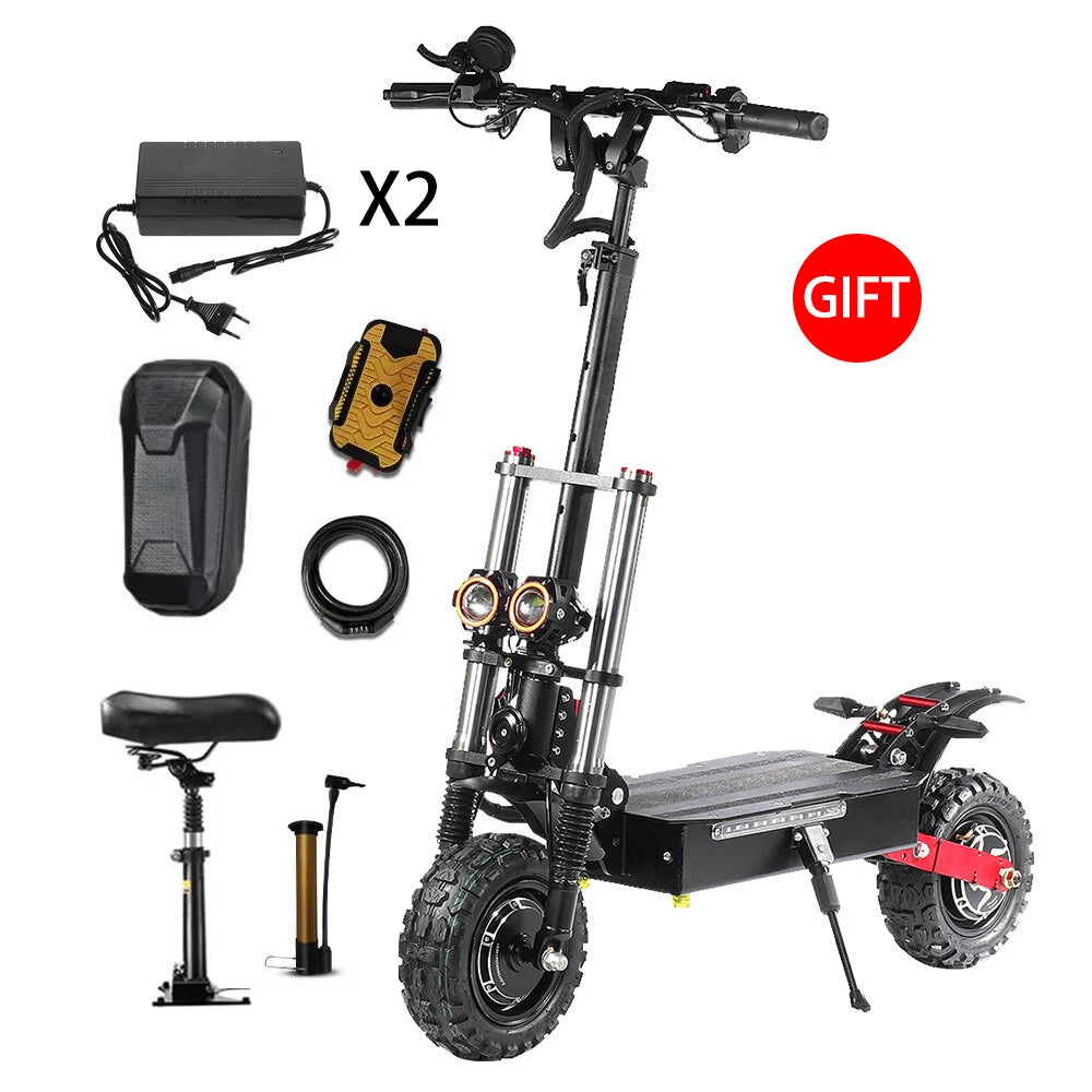 S3 Off-Road Electric Scooter for Adults - 6000W Dual Motor, 60V Battery, 120KM Range, 400kg Max Load with Hydraulic Brakes