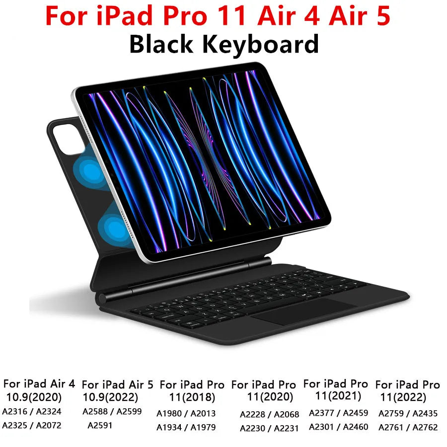 HUWEI Magic Keyboard for iPad Pro 11" & 12.9", iPad Air 4/5, iPad 10th Gen | Smart Cover Magnetic Case with Trackpad