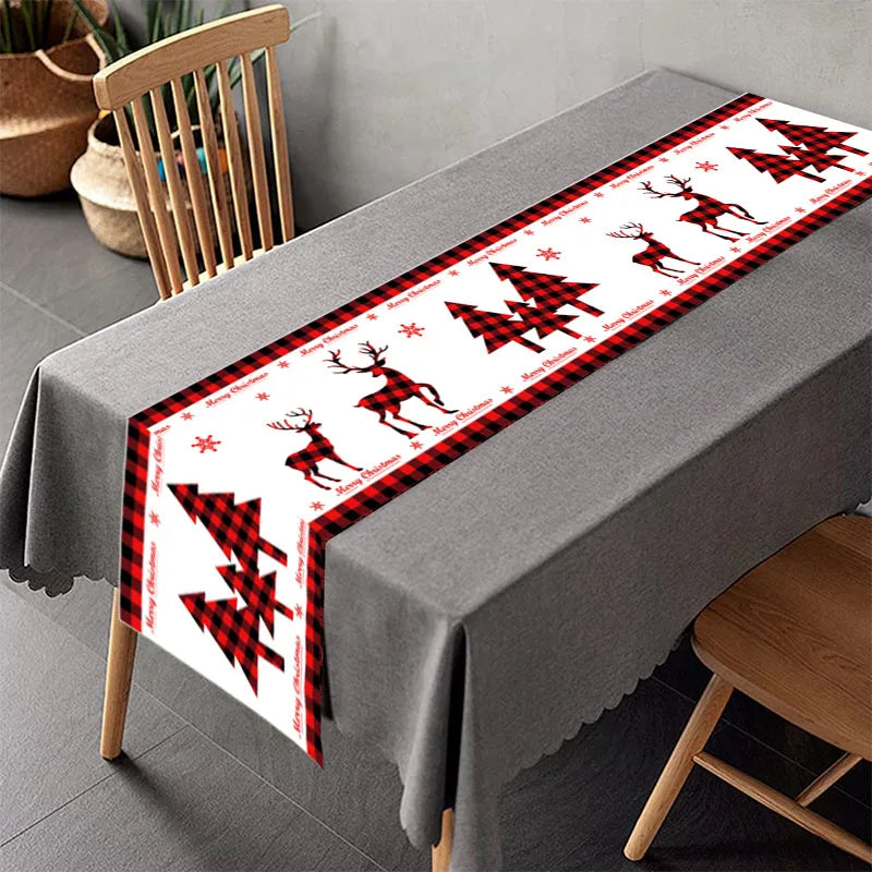 Christmas Table Runner - Merry Christmas Home Decoration Tablecloth Cover for Xmas, New Year Party, and Gifts 2024