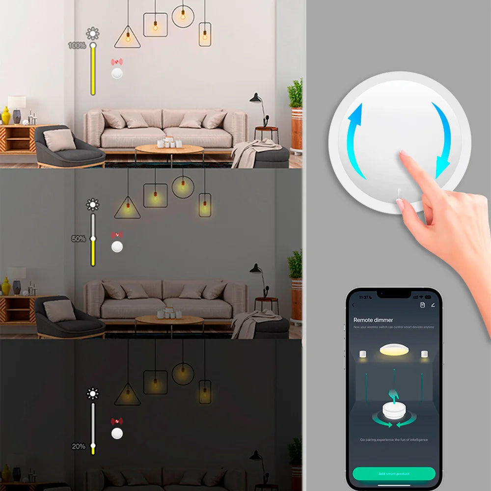 Tuya ZigBee Smart Knob Switch Wireless Scene Button Rotatable Dimmer Switch Home Appliances Automation Linkage Remoter
